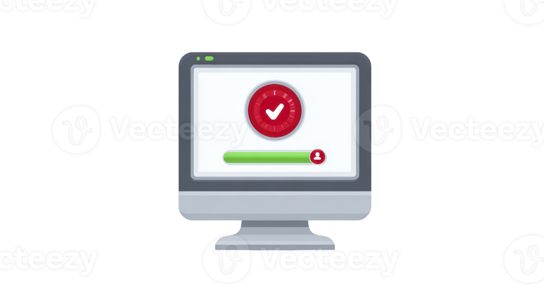 Computer monitor screen security checkmark progress loading authentication verification user Secure computer monitor displaying red checkmark and progress bar symbolizing successful user png