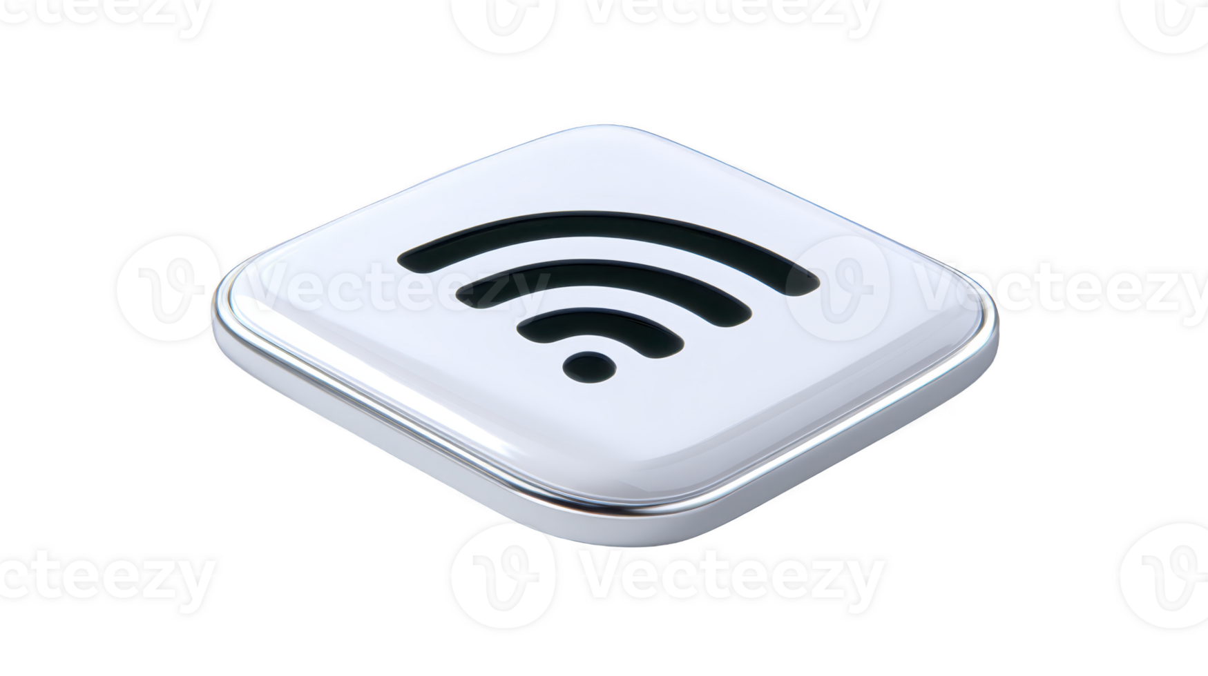 WiFi icon wireless signal internet connection modern technology glossy button 3D illustration digital communication network access isolated transparency background png
