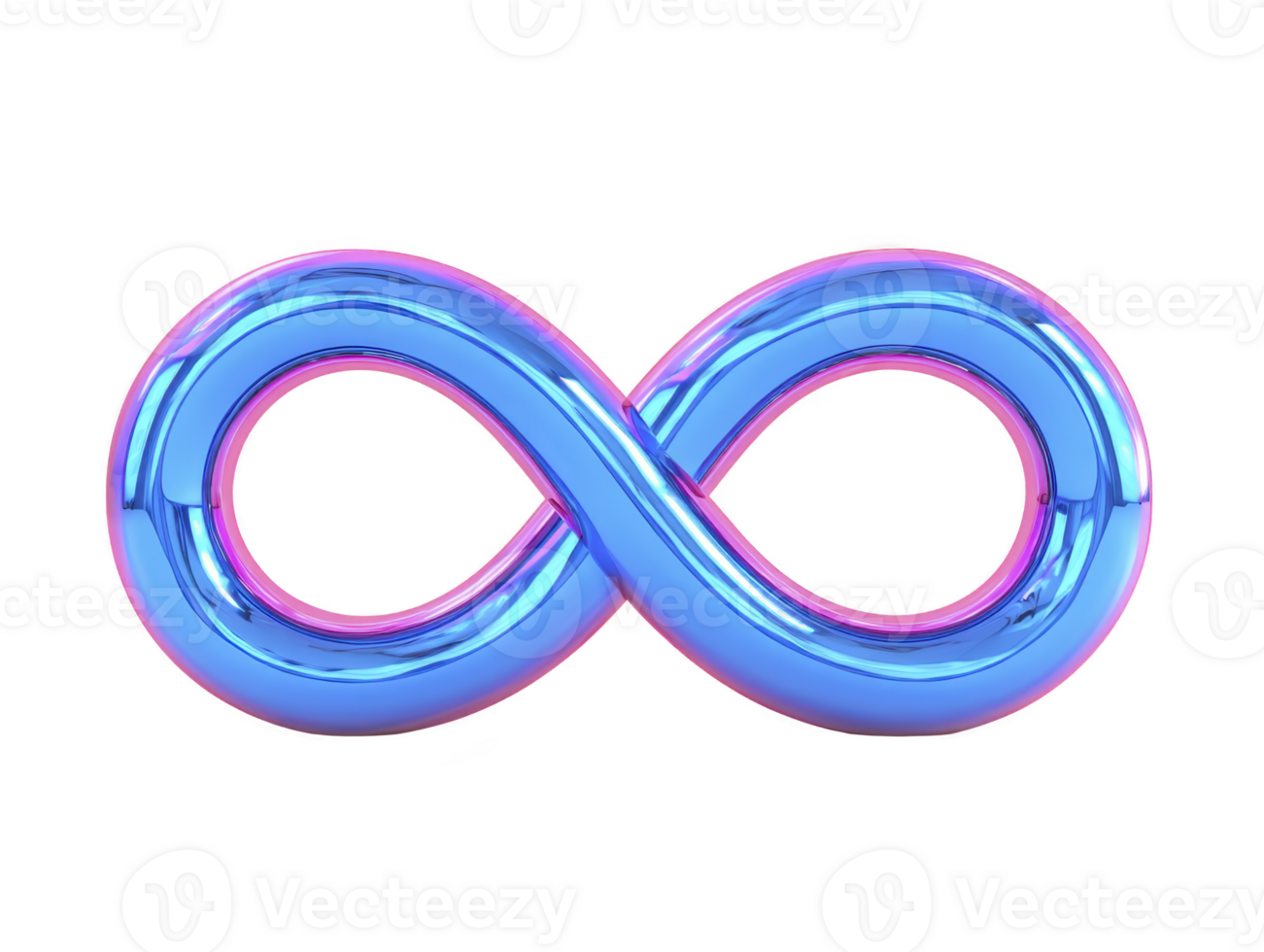 Blue infinity symbol glossy metallic style isolated on transparency background modern abstract design 3D rendering vibrant and reflective creative concept futuristic and smooth png