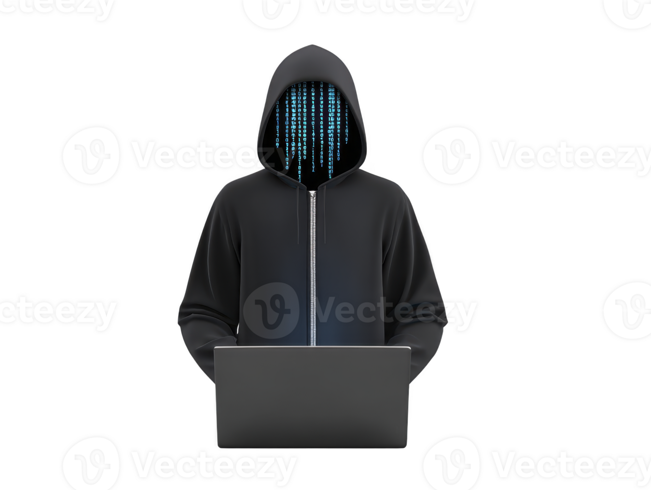 pirata informatica sicurezza anonimo incappucciato figura digitale codice il computer portatile tecnologia incappucciato figura con digitale codice viso utilizzando il computer portatile che rappresentano informatica sicurezza pirateria e anonimo in linea attività png