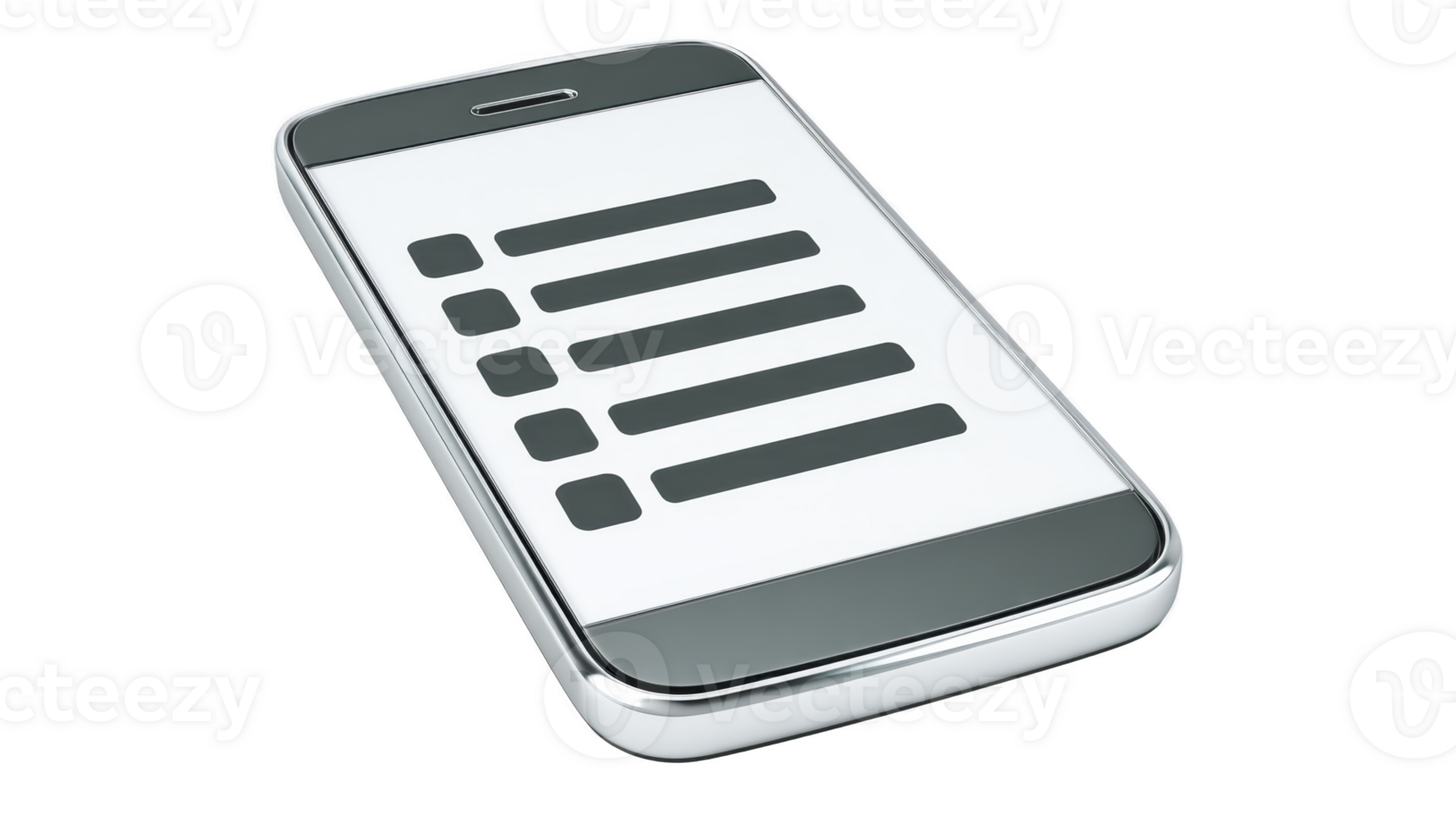 Smartphone tela sensível ao toque Móvel dispositivo digital tecnologia comunicação moderno Lista interface. moderno Smartphone com digital tela sensível ao toque exibindo Lista interface representando tecnologia png