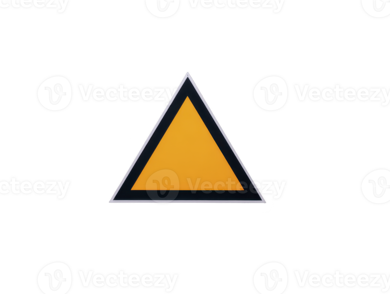 Yellow triangle warning sign with black border, isolated on transparency background, symbolizing caution or alert, commonly used for safety and hazard notifications png