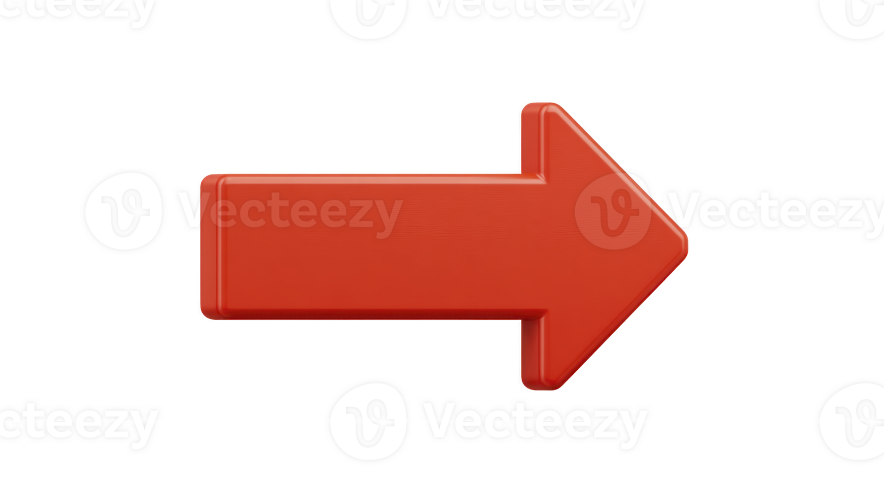 Red arrow right direction 3D icon navigation symbol isolated bold simple graphic pointer sign used for guidance or instruction in digital design png