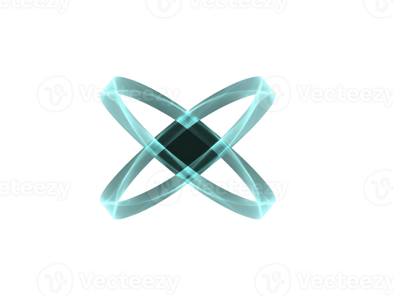 Abstract glowing blue light trails form symmetrical X shape on transparency background, creating futuristic and dynamic digital art design with sense of motion and energy png