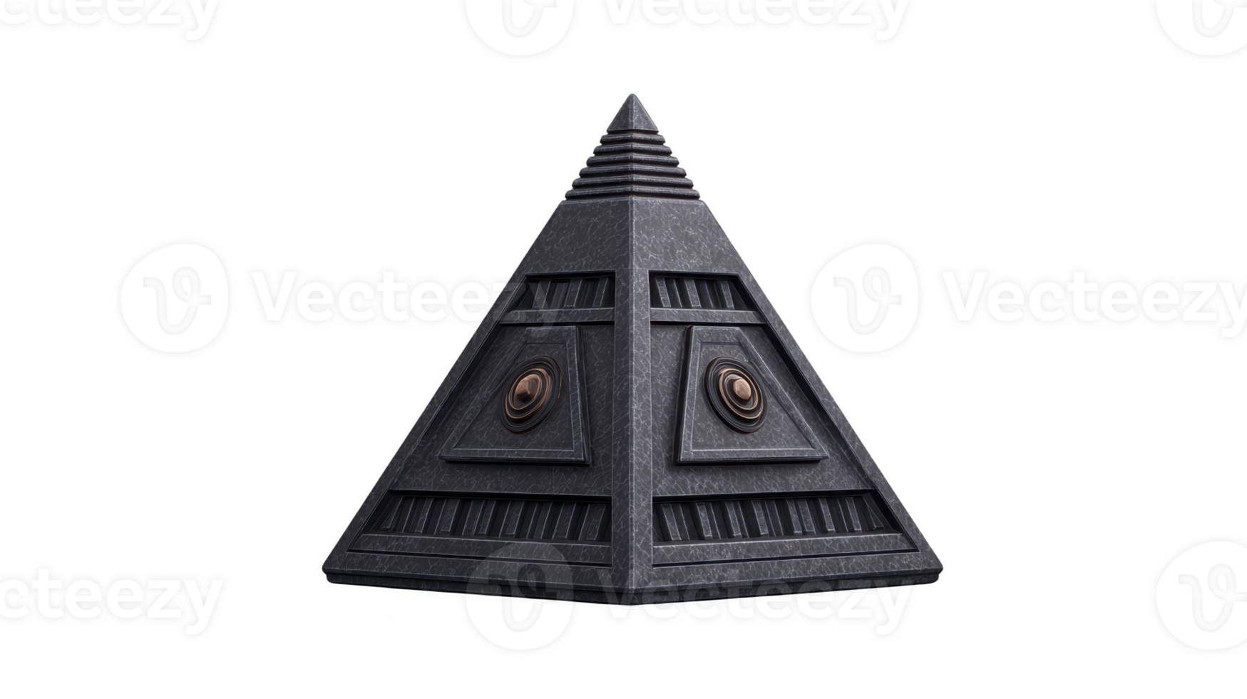 Pyramid geometric black metallic futuristic mysterious isolated abstract 3D object with sense of intrigue and modern design suitable for technology or science themes png