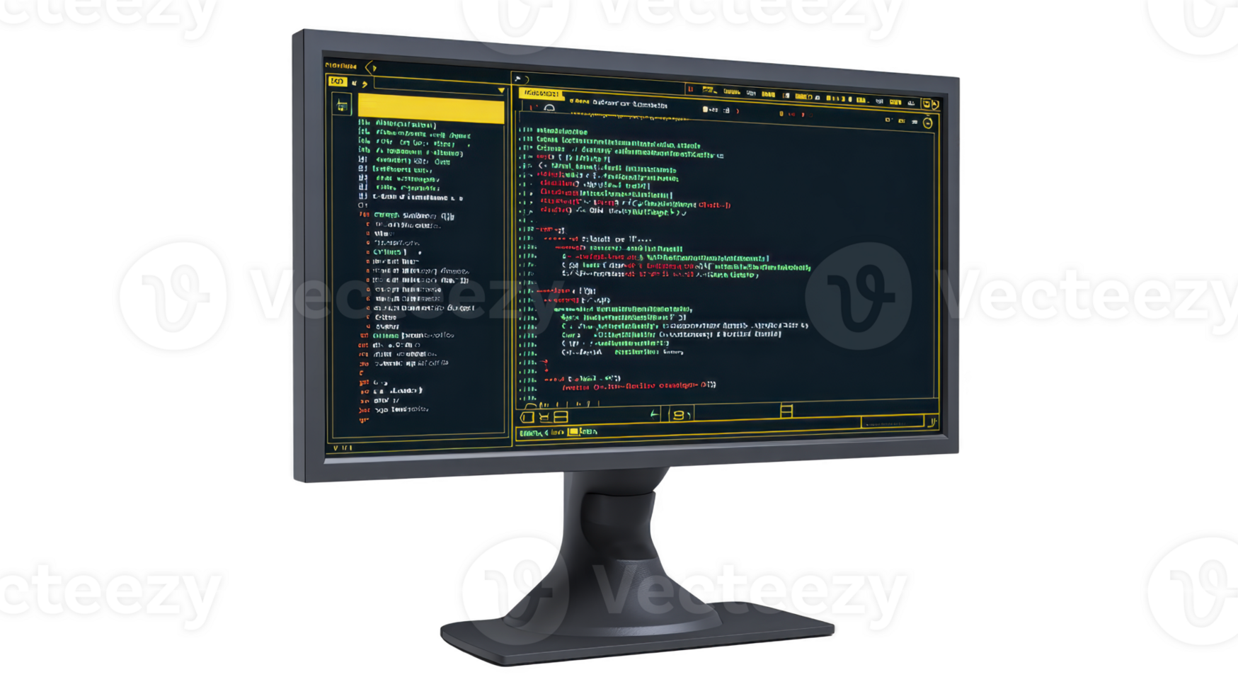 computador monitor Preto tela programação código Programas desenvolvimento moderno tecnologia digital área de trabalho isolado fundo codificação interface profissional produtividade png