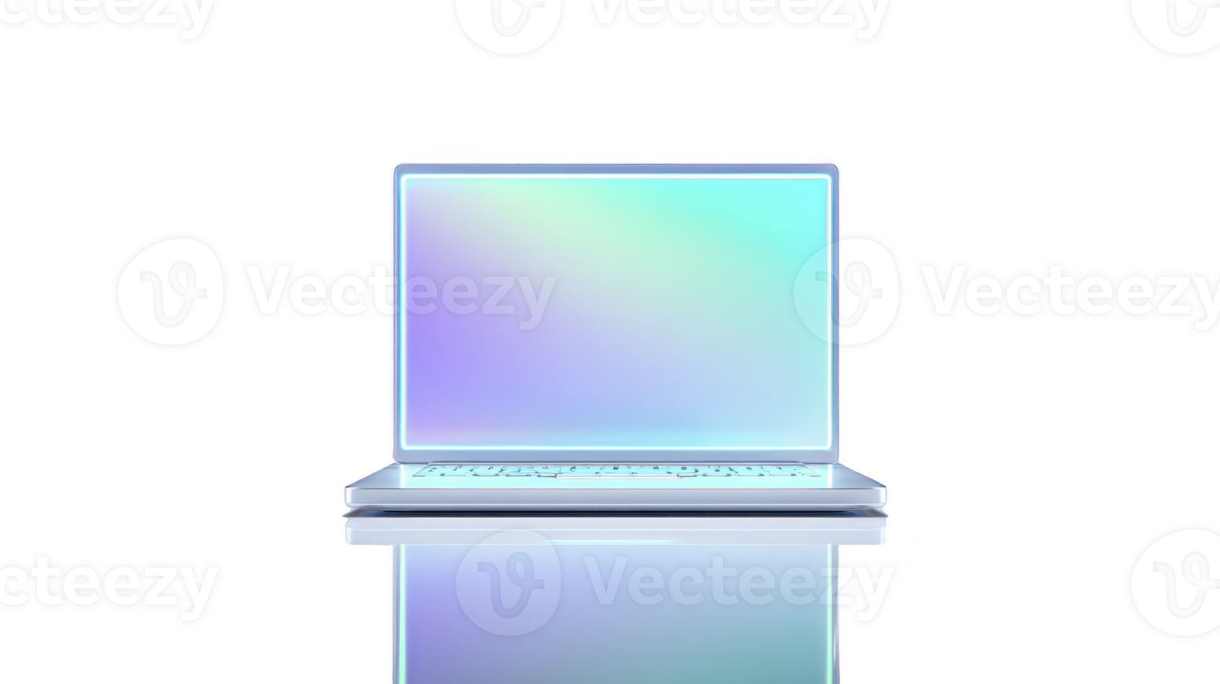 computador portátil computador com brilhando pastel gradiente tela, moderno digital dispositivo, minimalista estilo, isolado em transparência fundo, futurista e criativo tecnologia conceito png