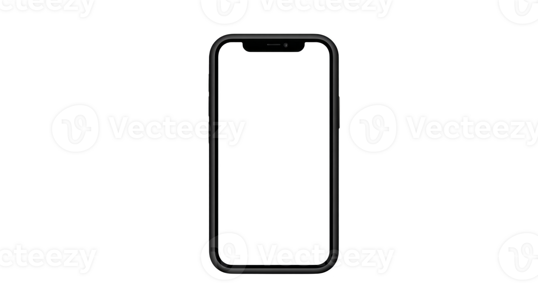 Black smartphone frame modern mobile device isolated on transparent background minimal design blank screen technology concept digital communication sleek and simple png