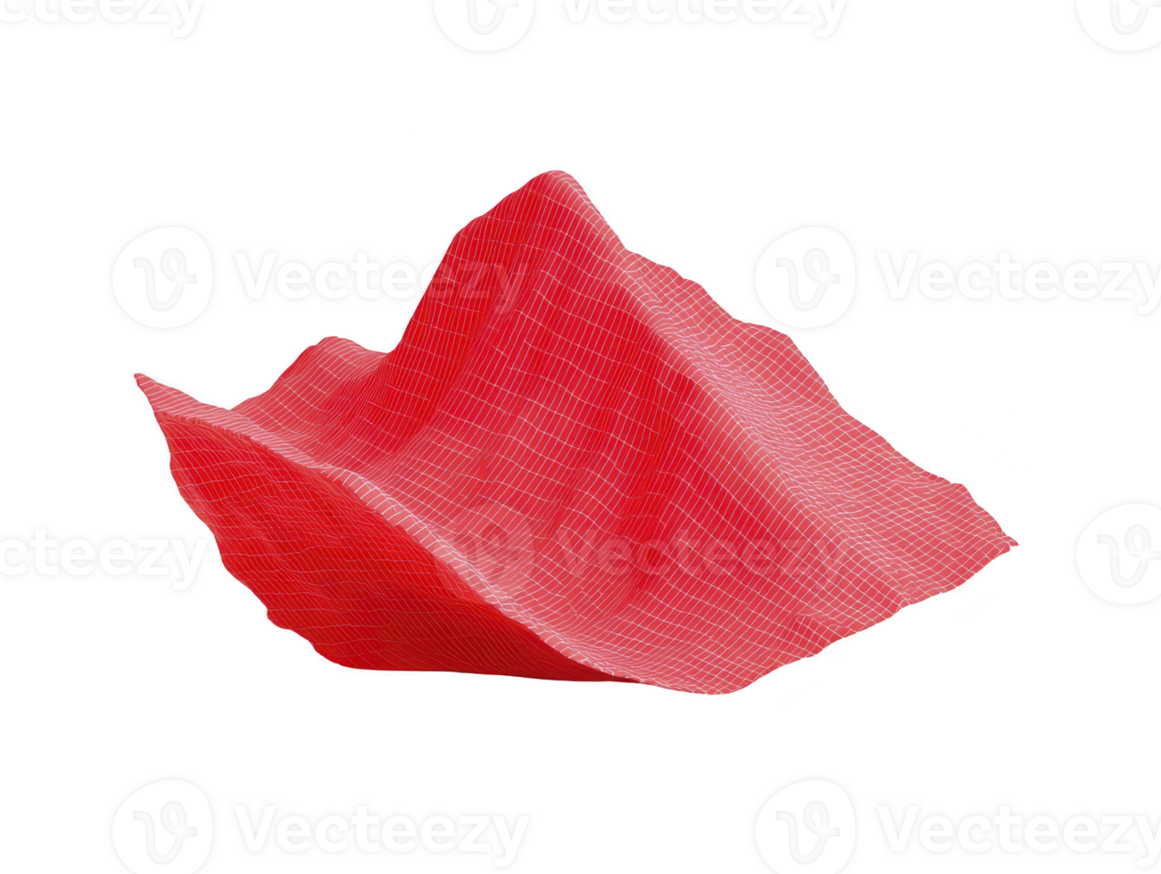 Red abstract 3D mesh surface with grid lines, geometric digital art, modern technology concept, creative background, dynamic shape, futuristic and innovative design png