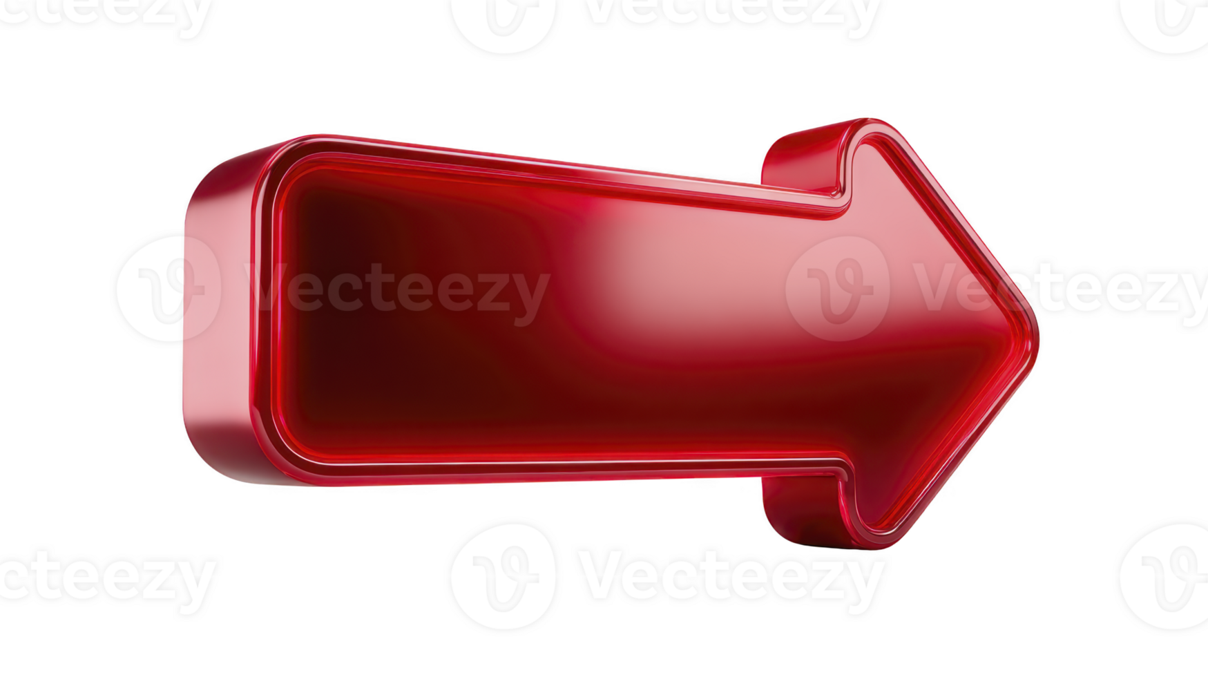 Red arrow 3D glossy isolated right direction modern navigation pointer symbol graphic element vibrant bold digital sign attention highlight shiny simple design icon cheerful png