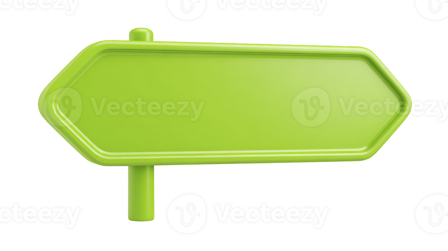 Green arrow sign blank direction board isolated on transparency background 3D illustration empty space for text modern design navigation guidance cheerful and inviting style png