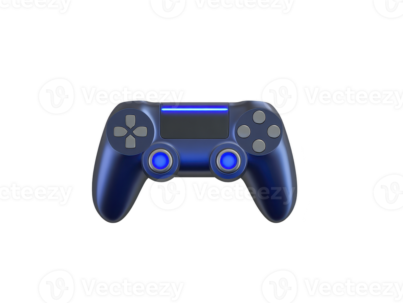 Blue game controller with modern design illuminated touchpad and analog sticks suitable for gaming entertainment and e sports isolated on transparent background technology concept png