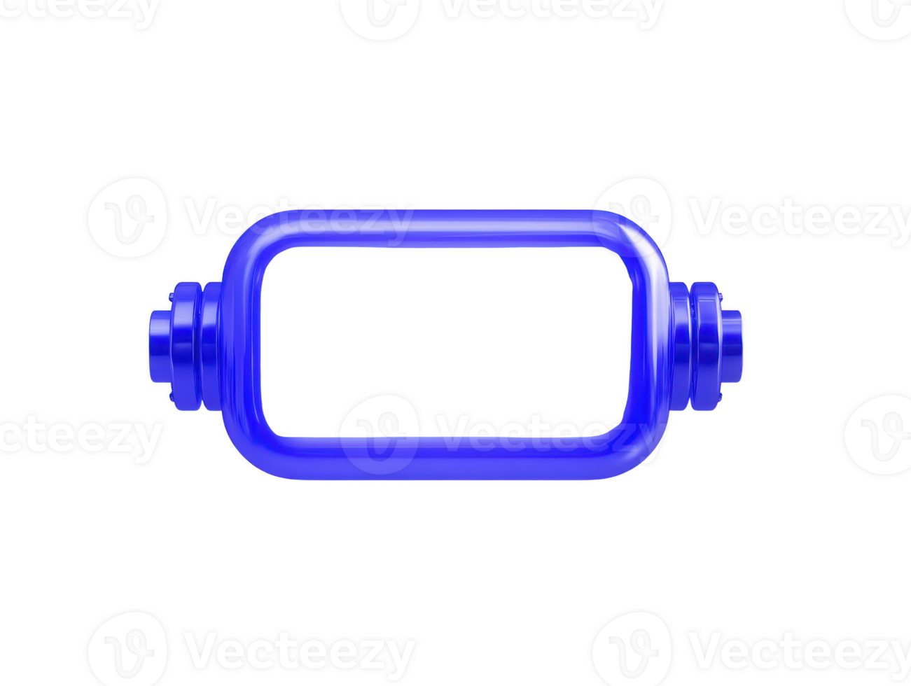 Blue transparent rectangular frame, glossy plastic texture, modern minimal style, isolated on transparency background, suitable for technology, design, or decoration concepts png