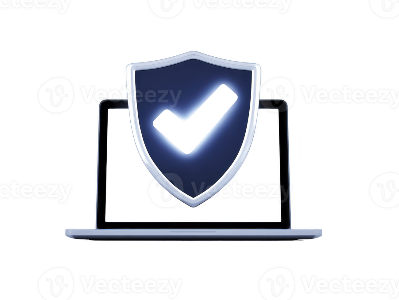 il computer portatile con scudo e dai un'occhiata marchio, simboleggiante sicurezza informatica, dati protezione, sicuro in linea accesso, e sicuro Internet navigazione per utenti e aziende png