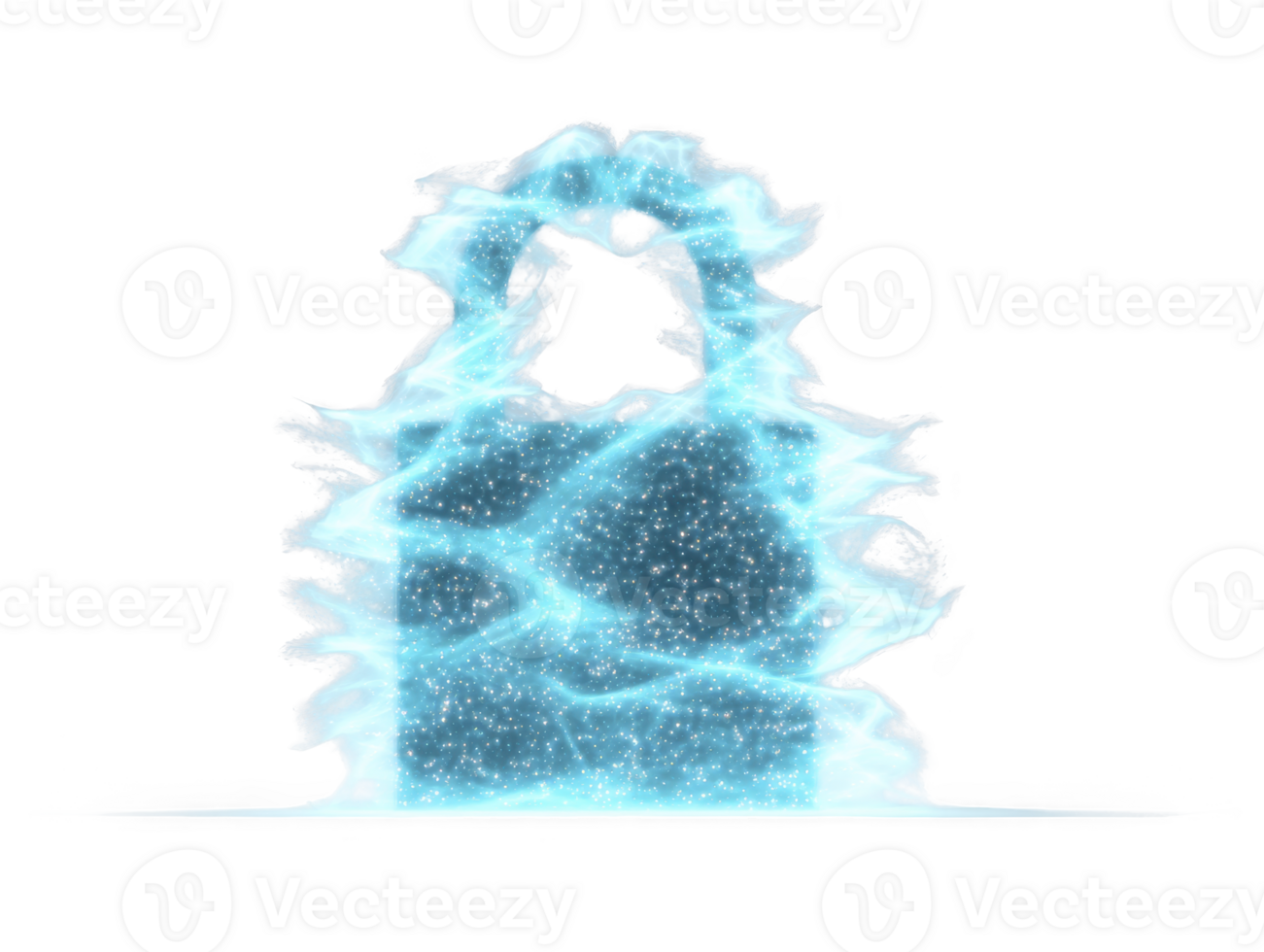 Glowing padlock, electric energy, blue light, security, digital protection, spark effect, and futuristic style create sense of secure access and advanced technology png