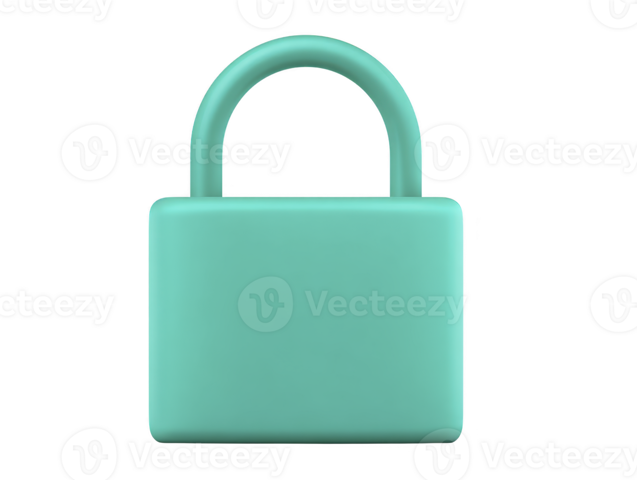 3D padlock security privacy protection teal minimal isolated digital safety closed modern simple lock object technology access password safeguard secure icon symbol plastic cartoon design element png