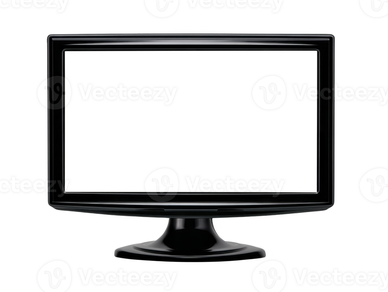Preto computador monitor com em branco tela isolado em transparência fundo, moderno plano tela exibição para tecnologia e digital usar png
