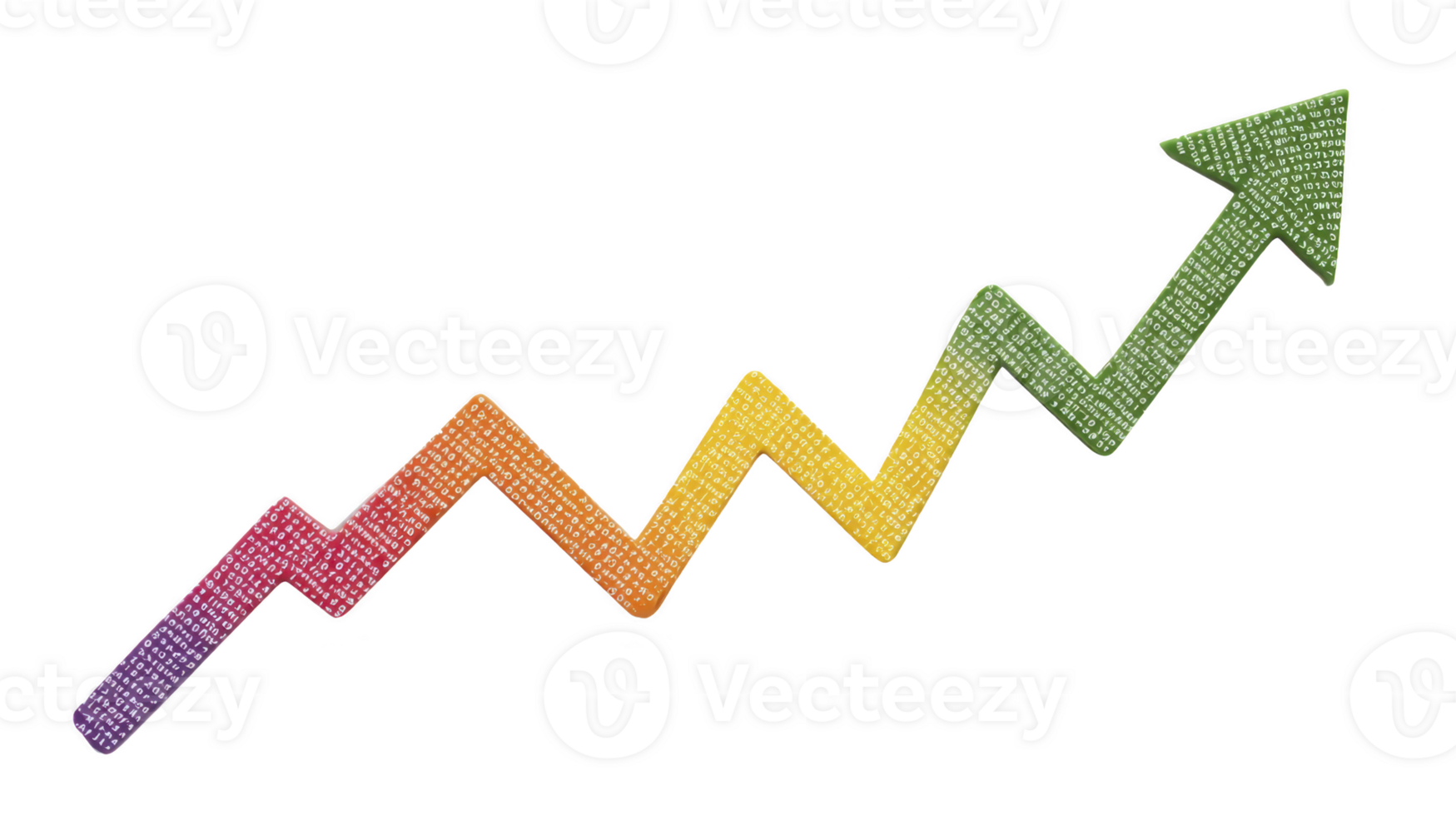 crescente freccia con colorato pendenza e binario codice struttura simboleggiante crescita e progresso nel tecnologia e dati analisi png