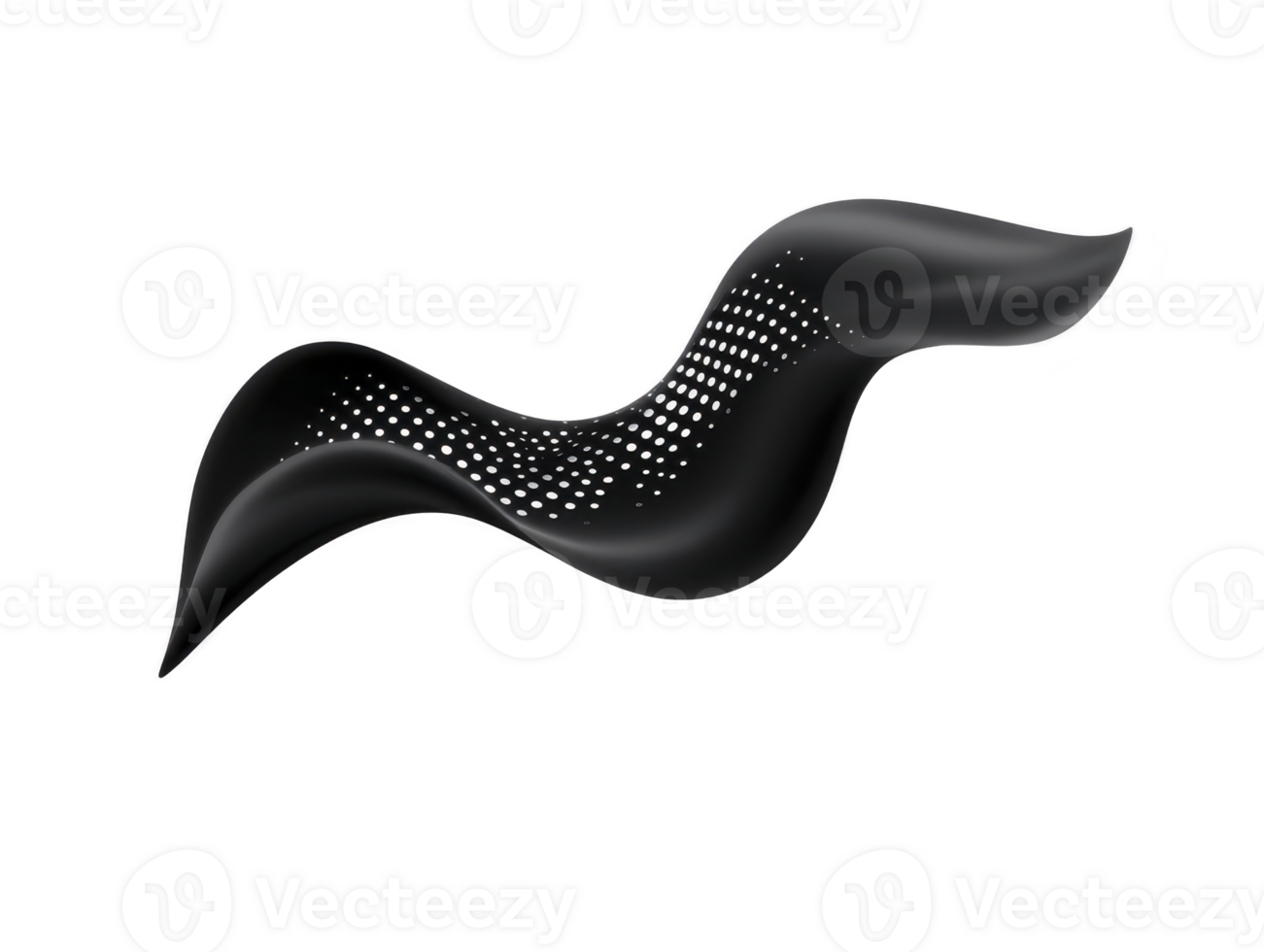 noir abstrait vague avec à pois modèle et lisse courbes, création dynamique et moderne conception élément avec brillant terminer et écoulement forme png