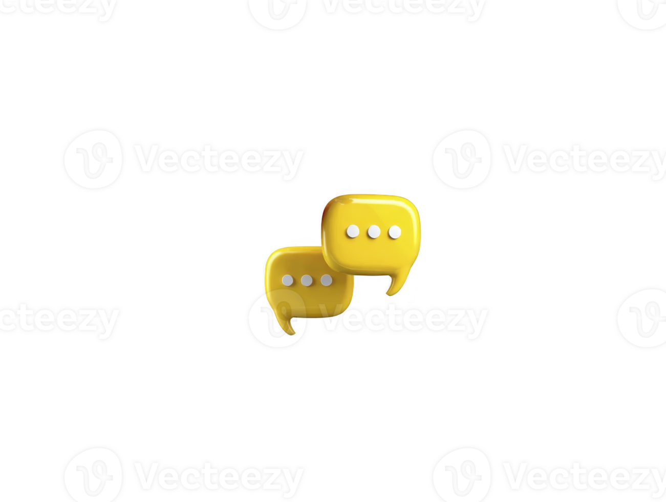 Yellow chat bubble icon with three dots, symbolizing online messaging, communication, and conversation, isolated on transparent background, modern and minimalistic style png