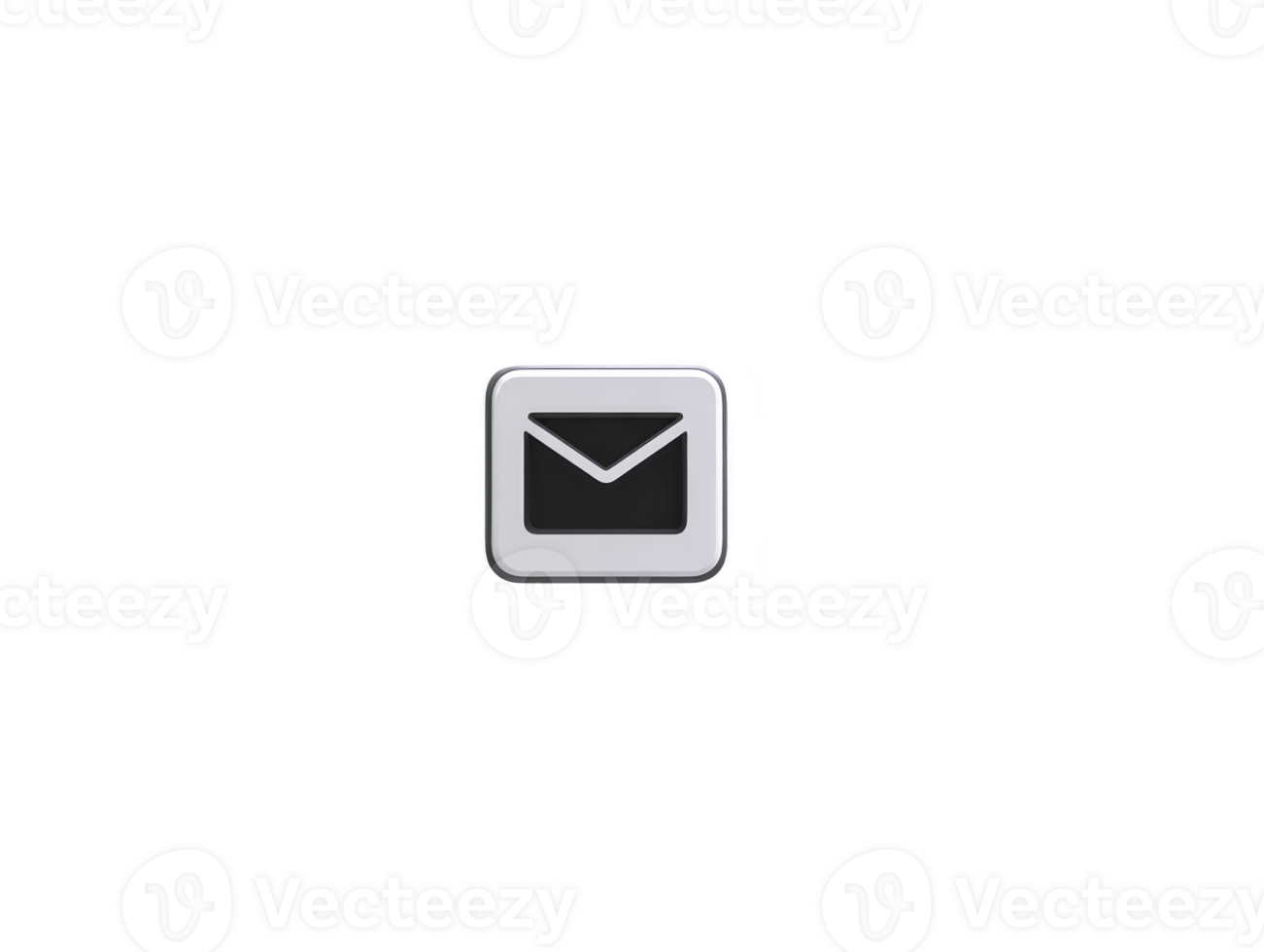 Email icon button with envelope symbol, isolated on transparent background, modern digital communication concept, simple square design, suitable for web, app, or user interface element png