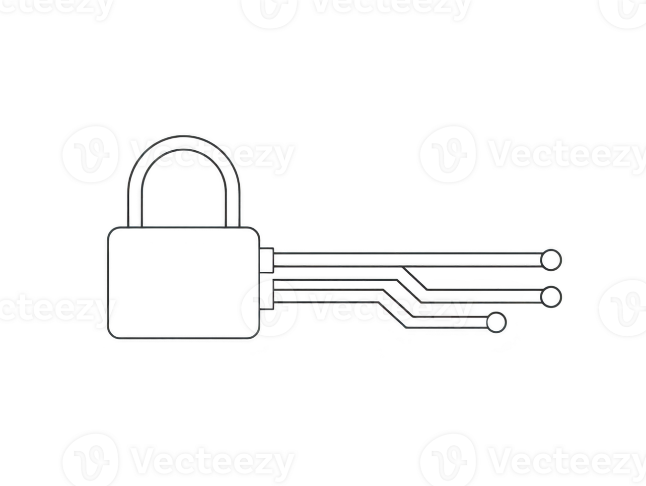 Padlock digital circuit icon black outline symbolizing cybersecurity data protection privacy and secure technology suitable for concepts like internet safety encryption and network security png