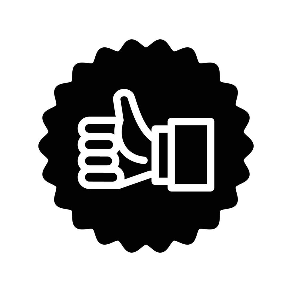 Label, stamp, Thumbs up solid icon design good for web or mobile app vector