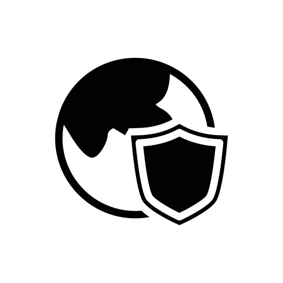 Global Security Globe and Shield solid icon design good for web or mobile app vector
