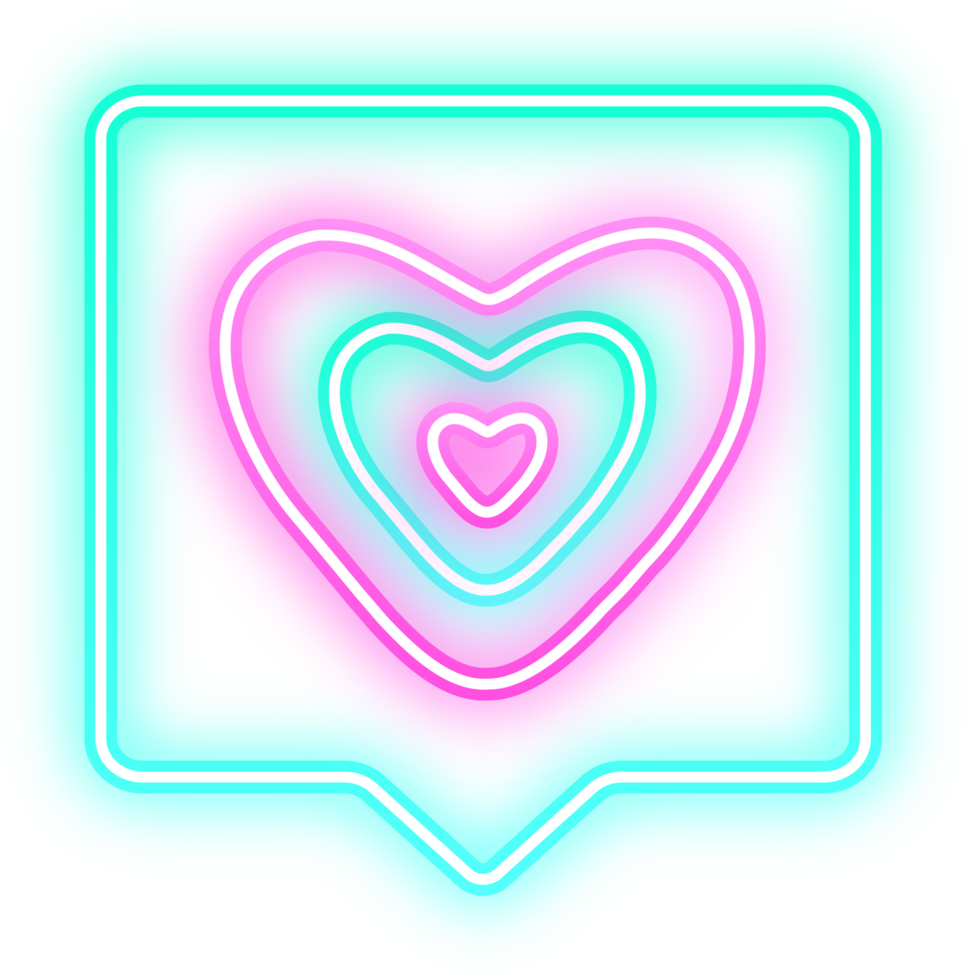Glowing Gradient Heart Shape Message Bubble Sign Element, Perfect for adding a touch of love and modernity to your designs. png