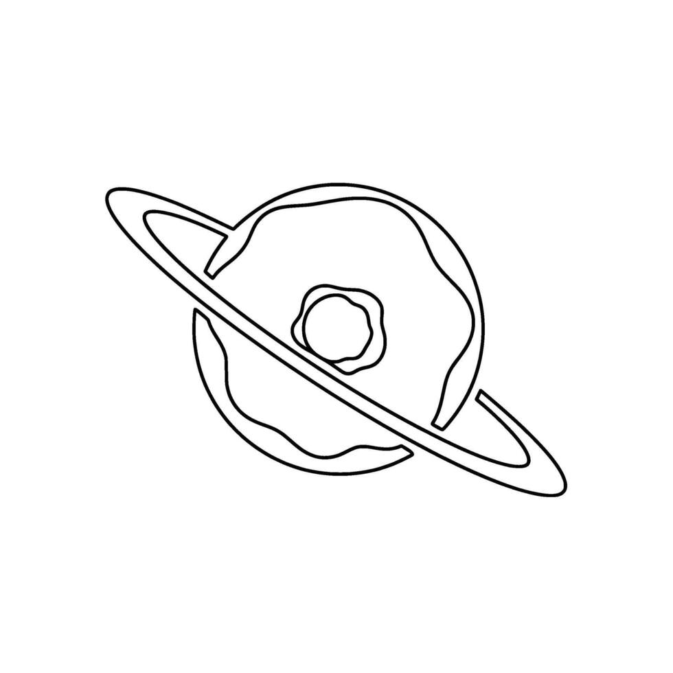 A minimalistic drawing of a donut shaped planet with rings around it on a white background vector