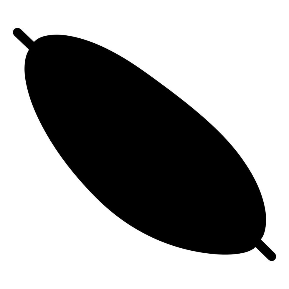 Solid black elongated shape, oval or ellipse, with a small stick extending from each end vector