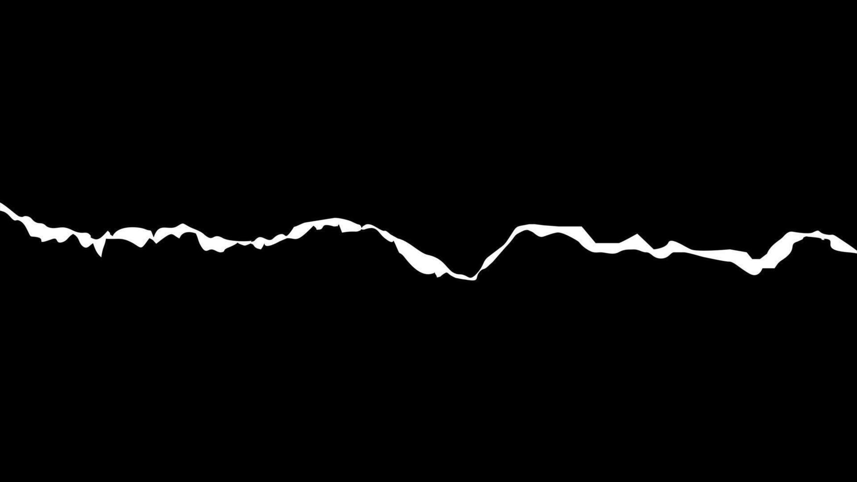 Horizontal white crack on a black background. Jagged torn paper edge or lightning bolt effect. Abstract grunge texture element. vector