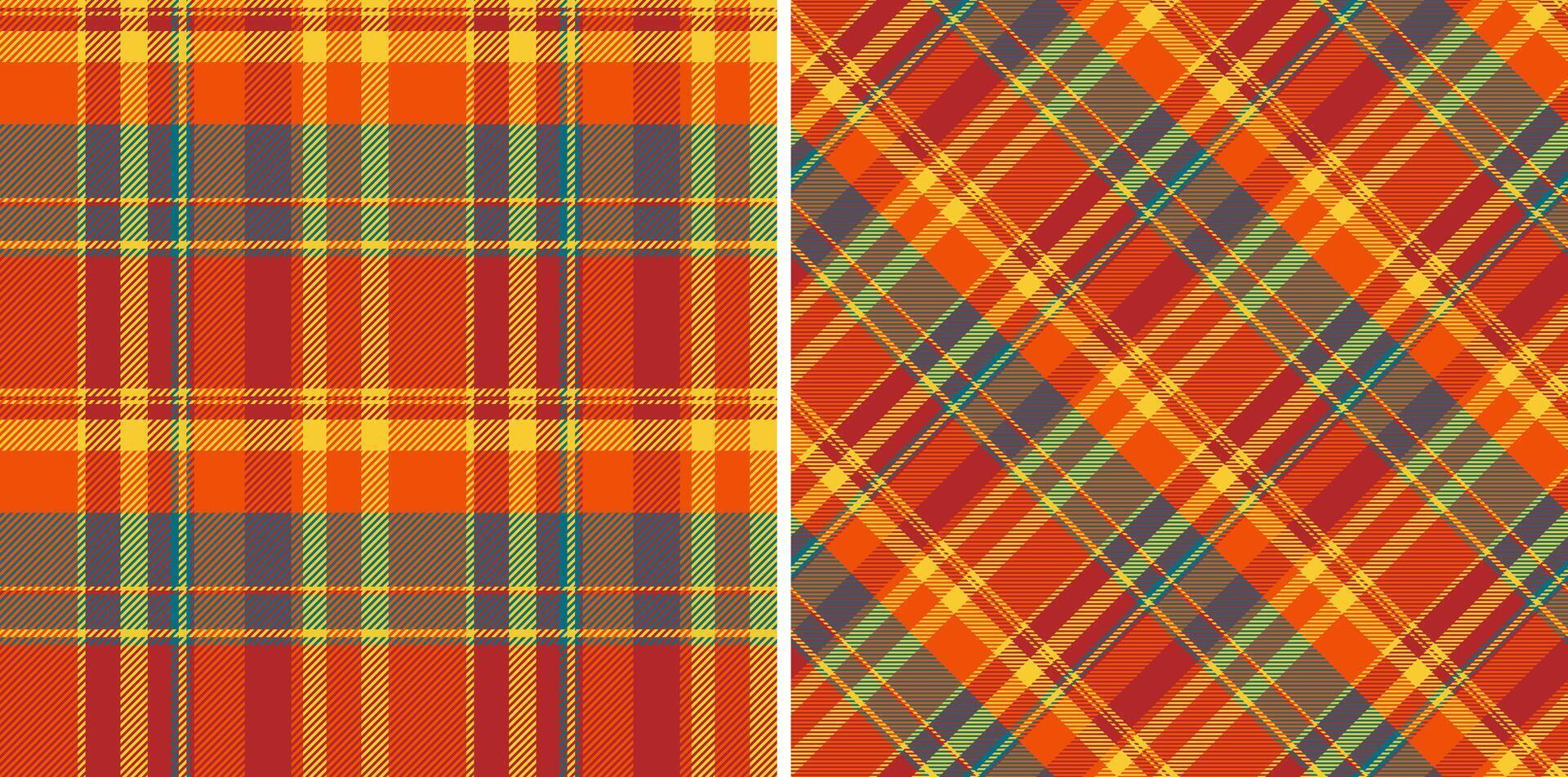 Plaid pattern of texture textile fabric with a tartan seamless check background. Set in retro colors for luxury bedding sets. vector