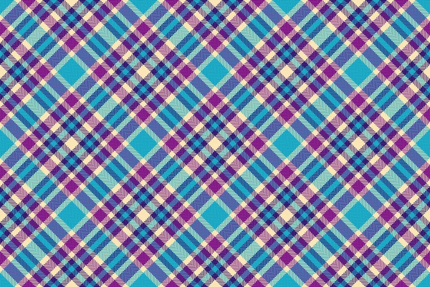 Checking plaid texture textile, summertime seamless pattern. Scotland background check fabric tartan in cyan and indigo colors. vector