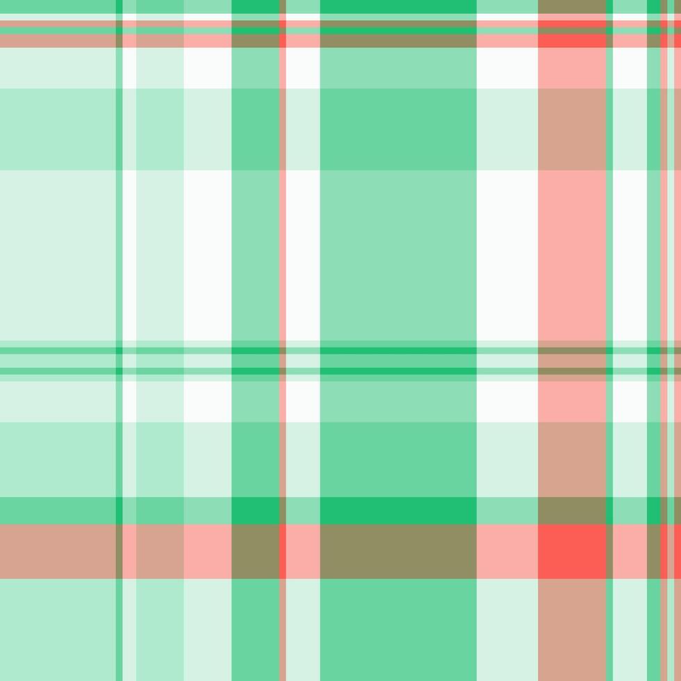 Modern plaid pattern. Abstract geometric design in fresh green, red and white hues, creating a clean and versatile backdrop. Use for backgrounds, fabrics, or digital art. vector