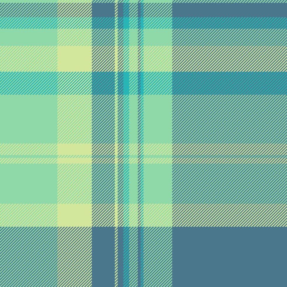 Italian textile texture fabric, multicultural tartan plaid. Direct pattern background seamless check in cyan and green colors. vector