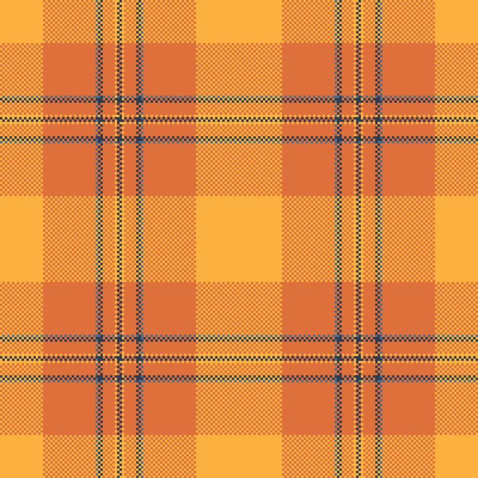 Old-fashioned tartan check plaid, softness seamless textile. Unique background pattern texture fabric in orange and amber colors. vector