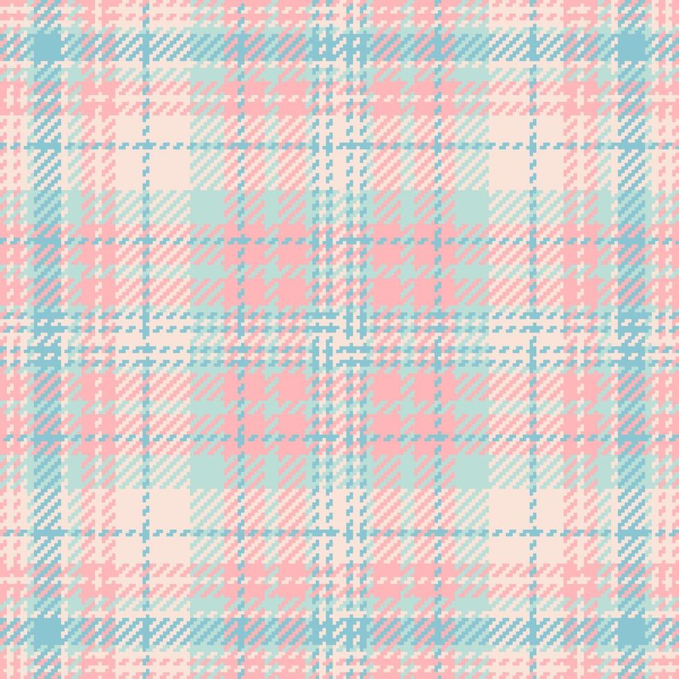 Girly pattern tartan textile, doodle seamless background . Stripped texture plaid check fabric in light and cyan colors. vector
