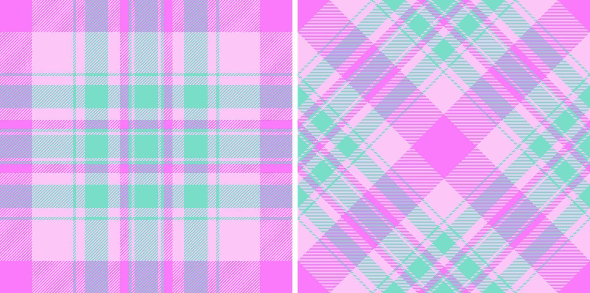 Check texture plaid of fabric seamless textile with a pattern tartan background . Set in neon colors in stylish wrapping options for gifts. vector