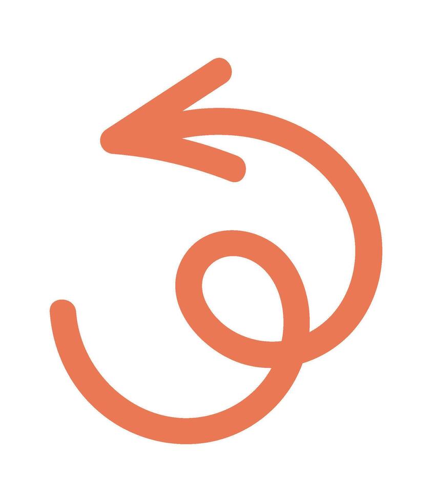 Curly arrow linear pointer doodle vector