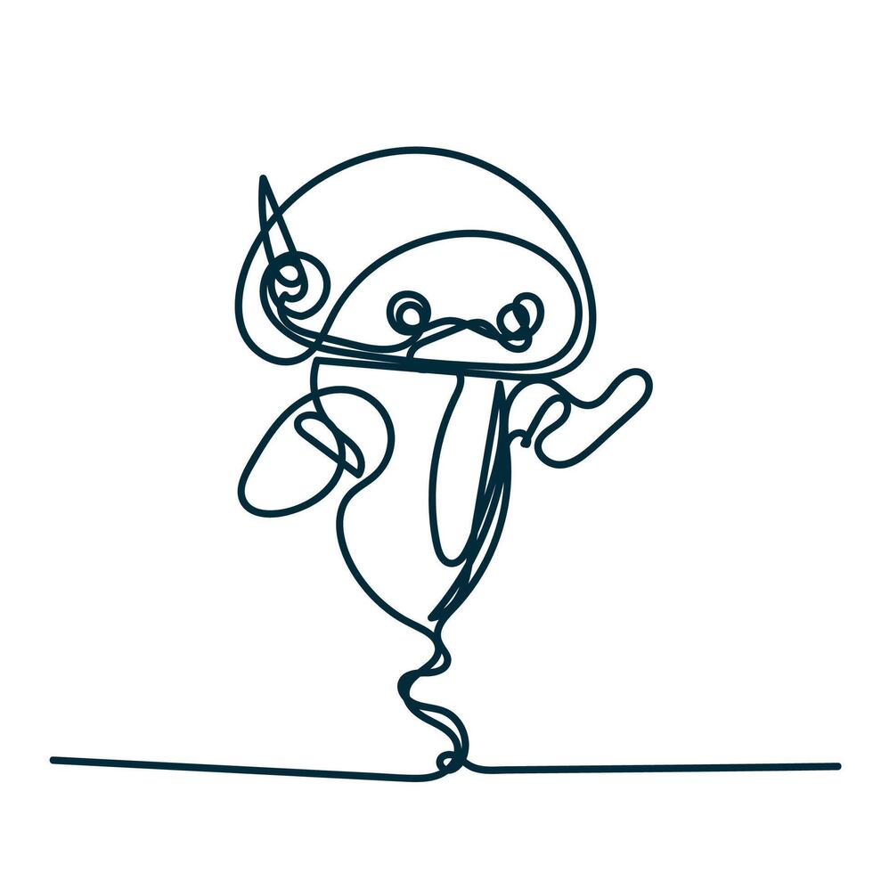 a drawing of a robot with line drawing vector