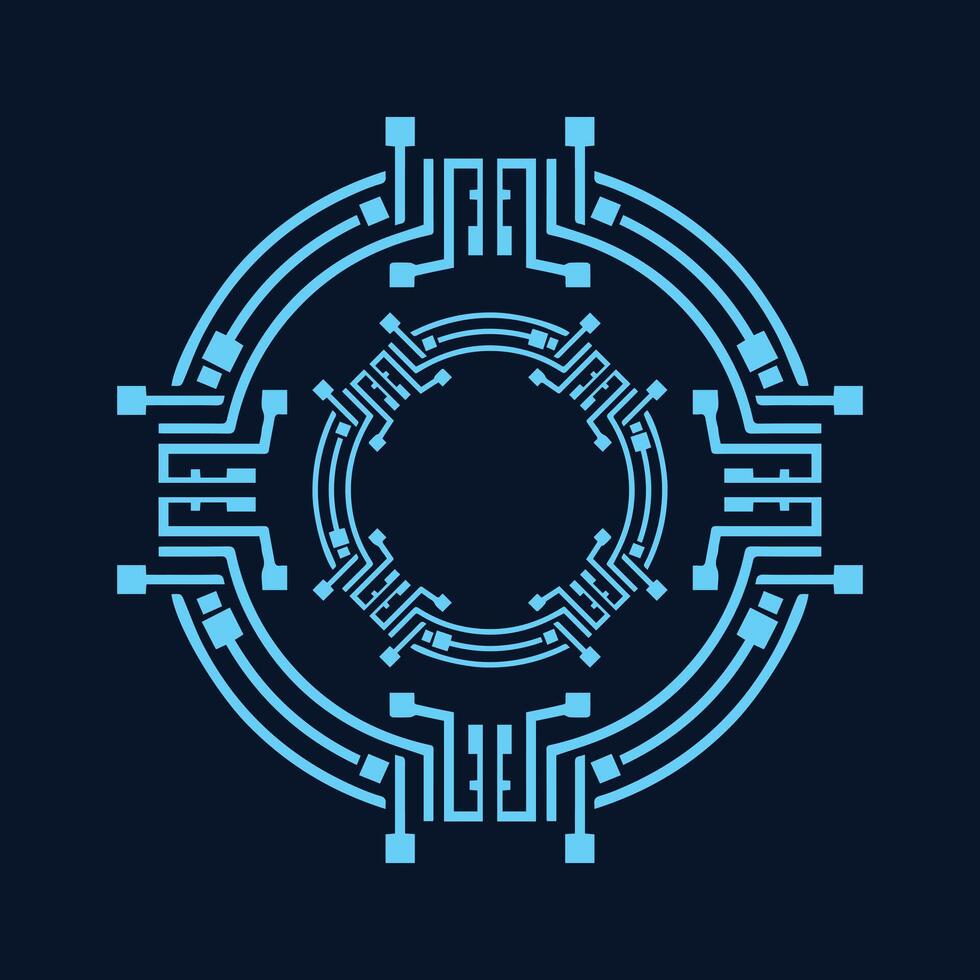 futuristic circular circuit high tech frame vector