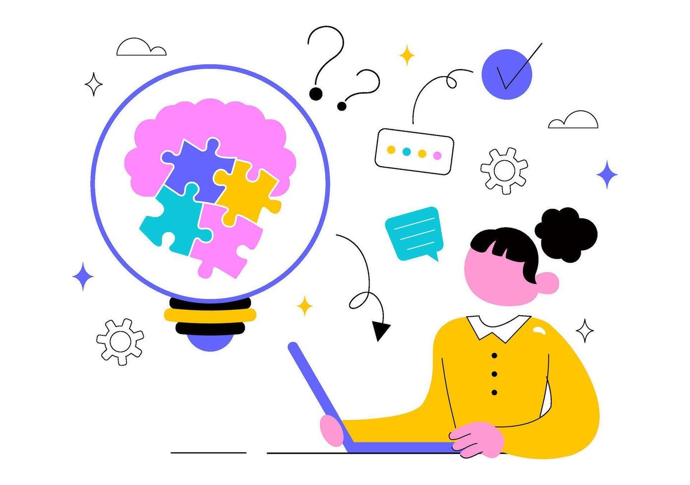 World Logic Day Depicting Brainpower, Insight, Decision Making, and Problem Solving in Modern Flat Cartoon Theme vector