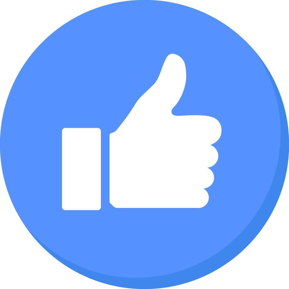 Round blue like button symbol in clean modern flat style representing social media approval, vote, and digital connection vector