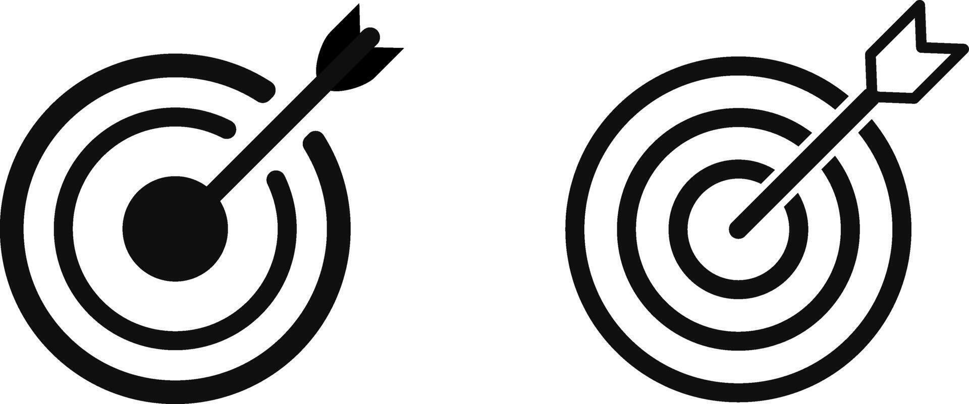 Minimal black and white target icon with arrow, representing focus, success, and precision concept. vector