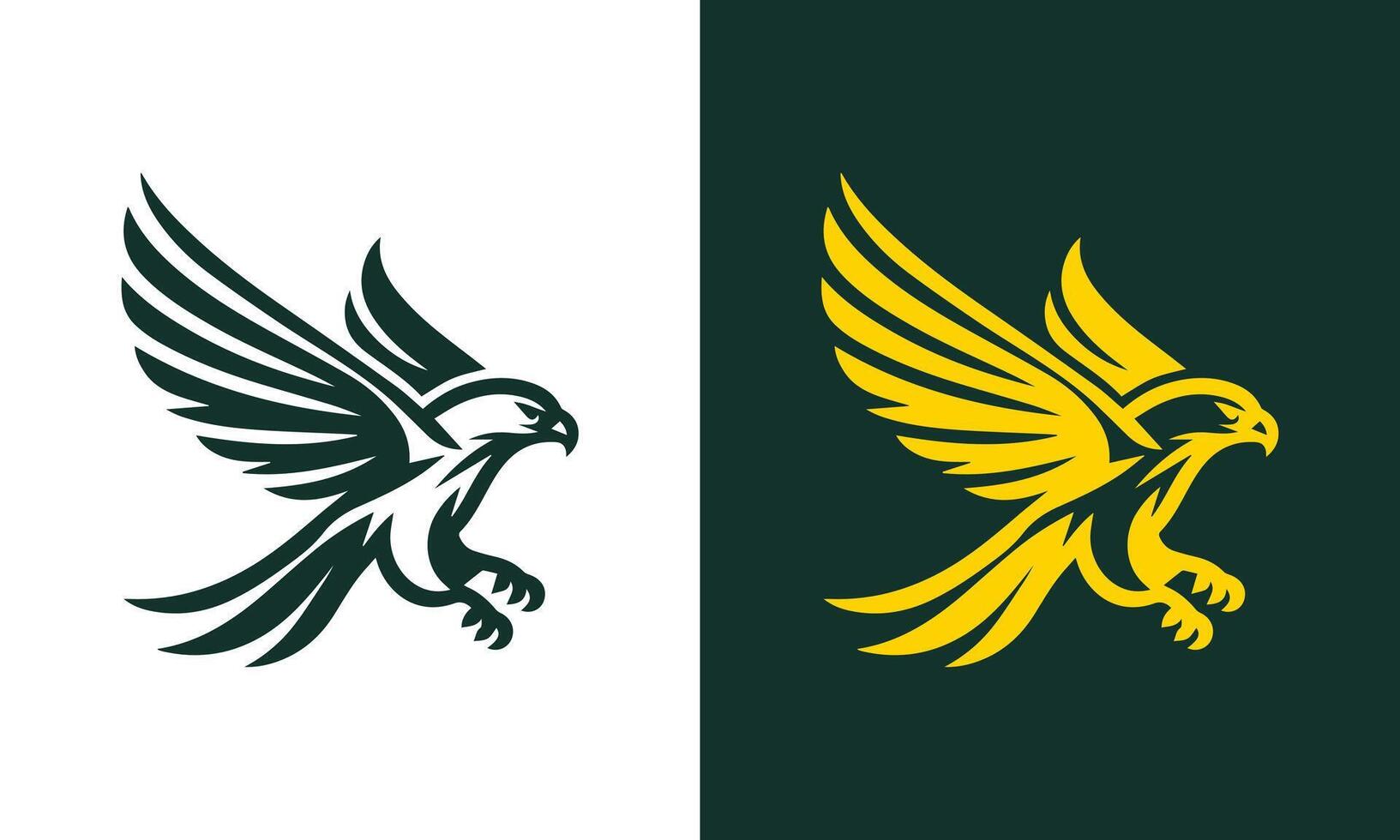 Dynamic falcon emblem in two color variations showcasing power and agility in flight vector