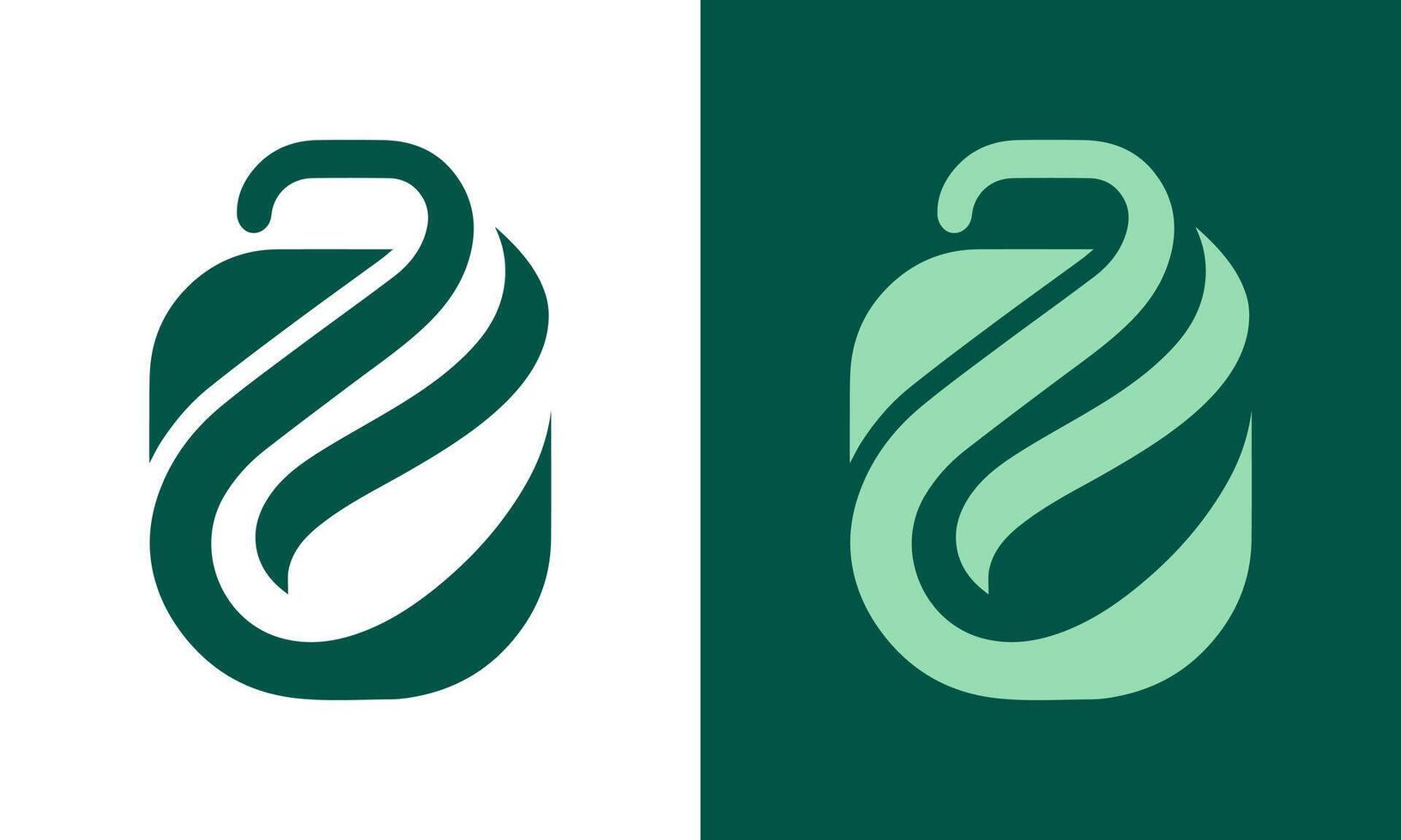 Abstract organic green leaf shape forming a stylized bottle or container with a loop for hanging vector