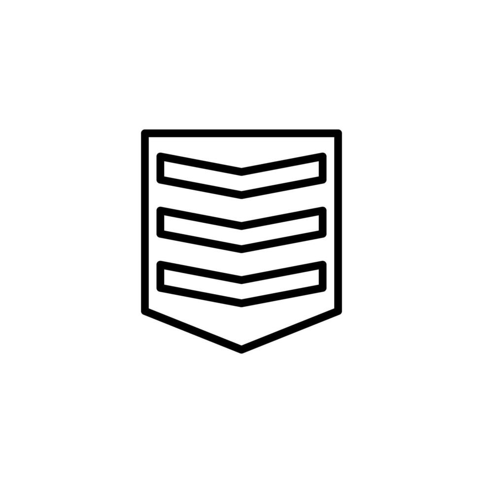 Minimalist chevron badge graphic showcasing hierarchical structure and geometric design on a clean vector