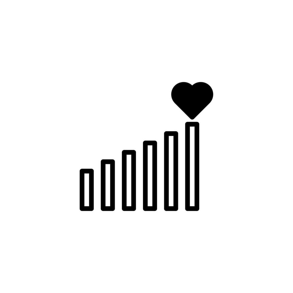 Rising sentiments demonstrated through graphic bars and heart illustration displaying increasing vector