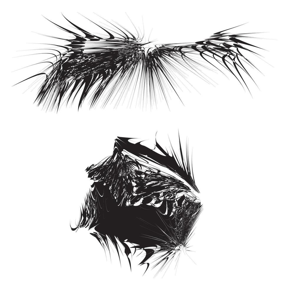 Black abstract spiky shapes white sharp vector